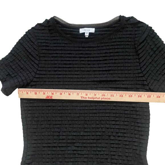 Reiss XS Black Textured Short Sleeve Top - Picture 4 of 8